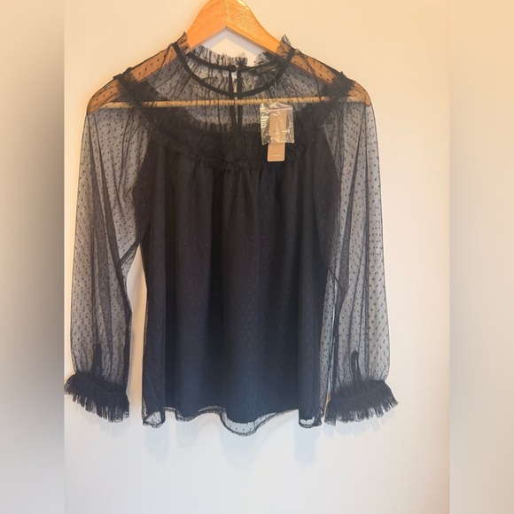 J Crew NWT Ruffle-trim top in dot tulle - Picture 3 of 6